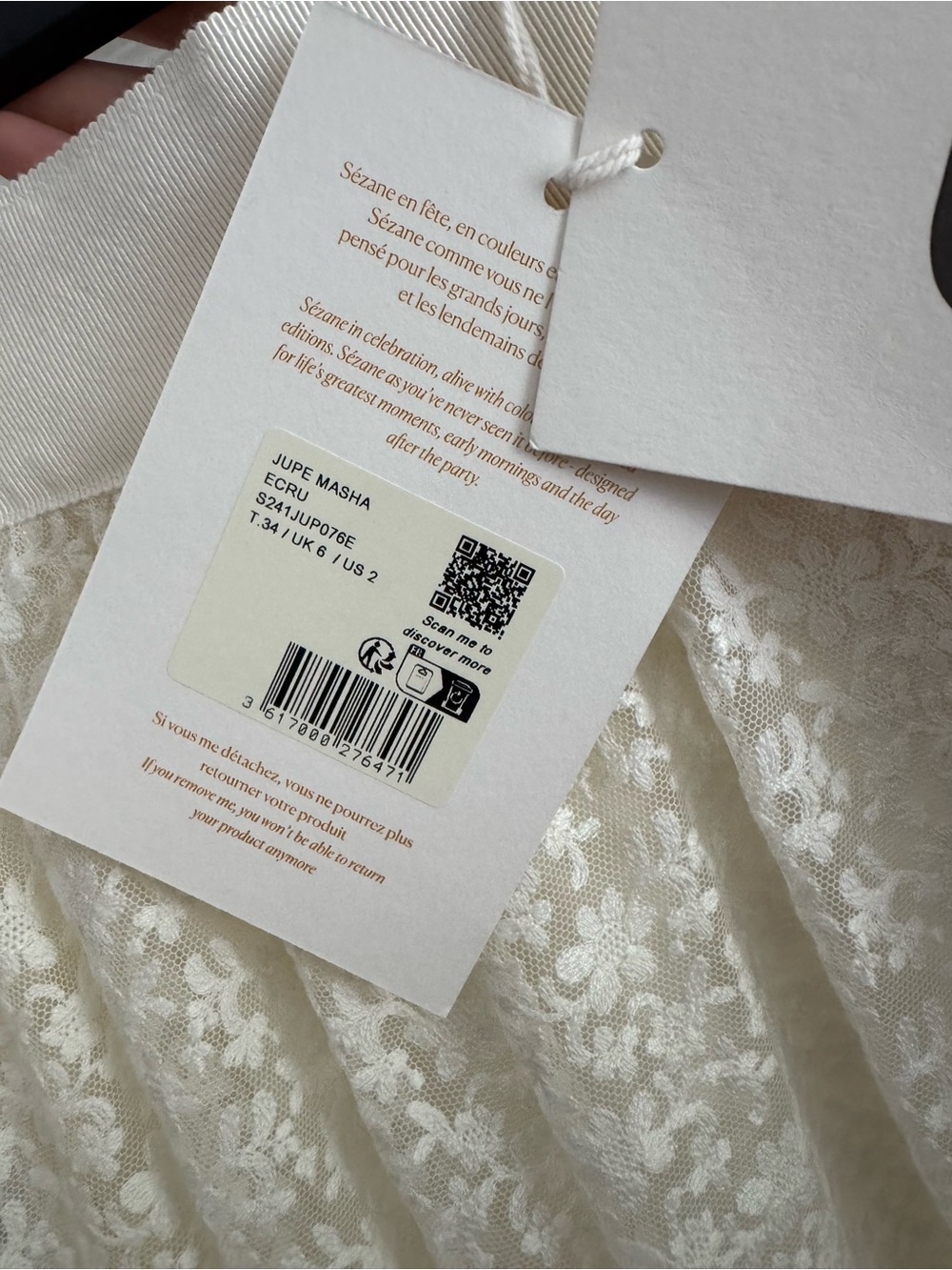 NWT Sézane Women's Cream/White Lace Maxi Skirt - Picture 2 of 4
